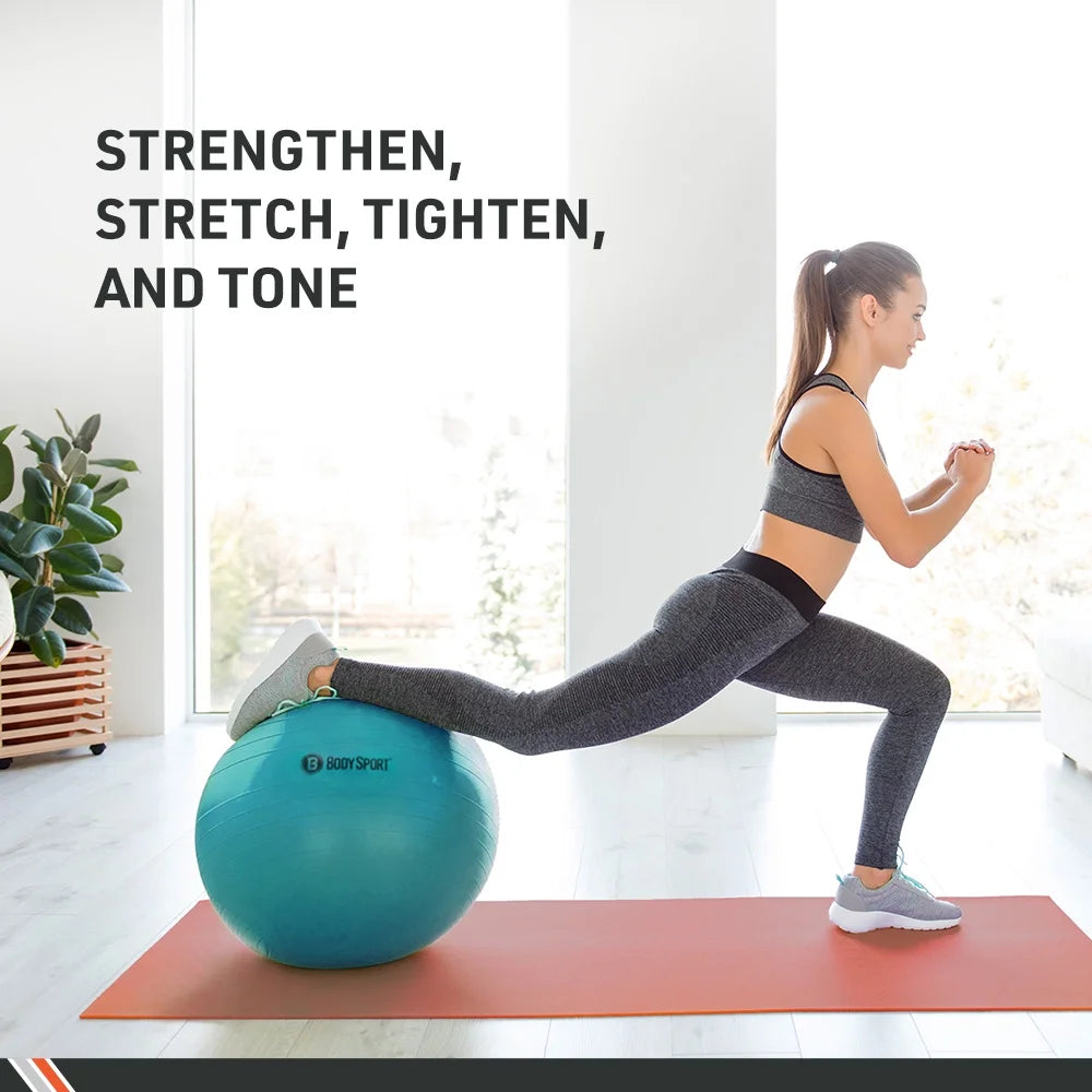 Teal Fitness Ball (85 Cm), Pump & Exercise Guide Included
