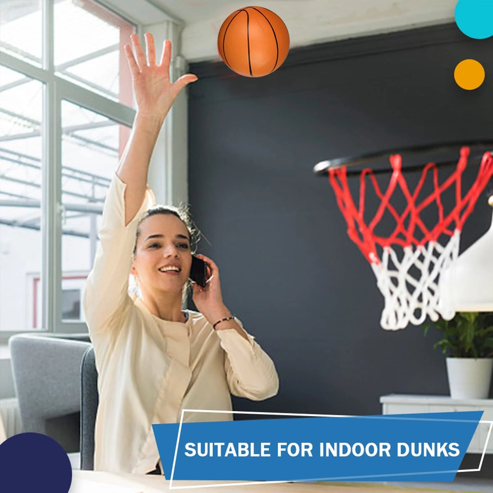 6" Mini Basketball Toy for over the Door Basketball Hoop, Small Toddler Basketball for Kids 5 PCS, Little Indoor Basketball ( Basketball)