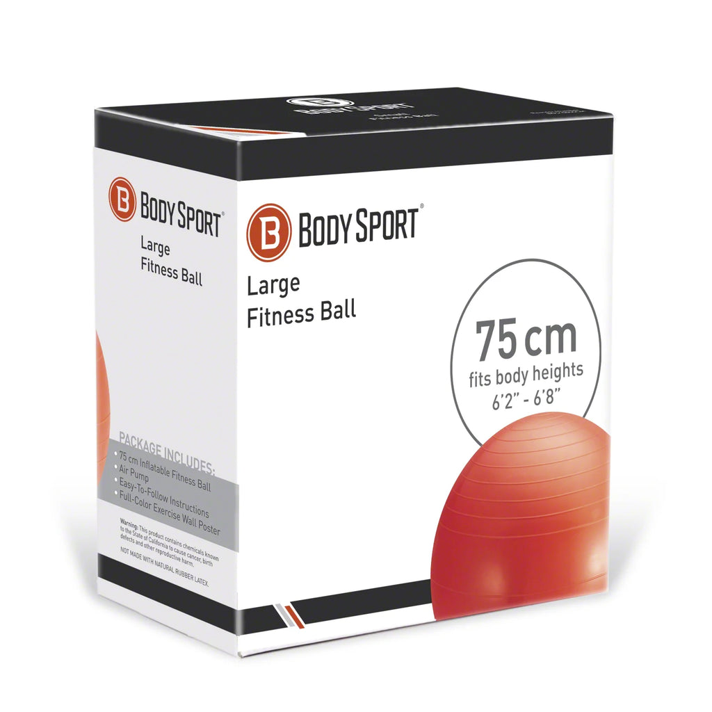 Red Fitness Ball (75 Cm), Pump & Exercise Guide Included